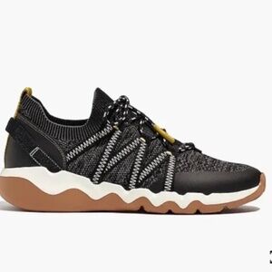 Madewell Field Knit Black and Gray Knit Sneakers with Yellow Accents size 8
